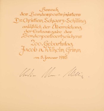 Sonderpostwertzeichen "200. Geburtstag Jacob und Wilhelm Grimm" (1985) 