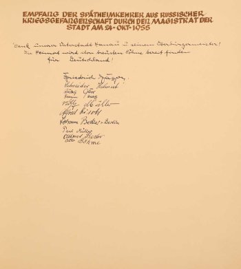 Empfang der Spätheimkehrer aus russischer Kriegsgefangenschaft (1955) mit Orginal Unterschriften 