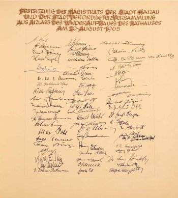 Wiederaufbau des Rathauses (1965) Orginal Unterschriften 