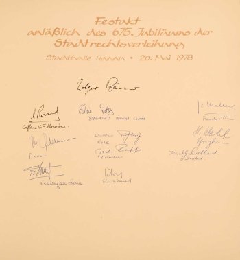 Festakt 675 Jahre Altstadt Hanau (1978) Orginal Unterschriften 