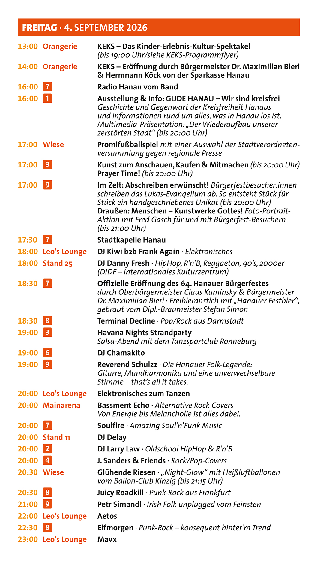 Programm Freitag