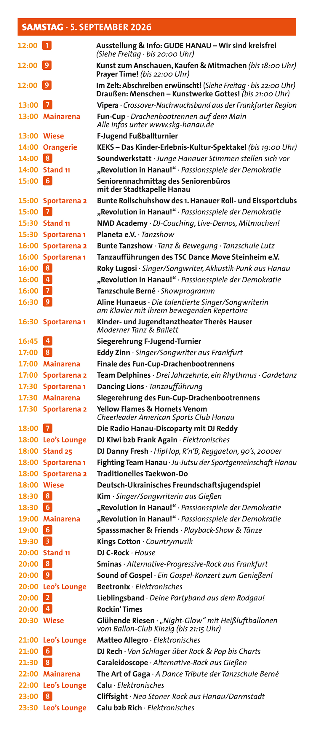 Programm Samstag