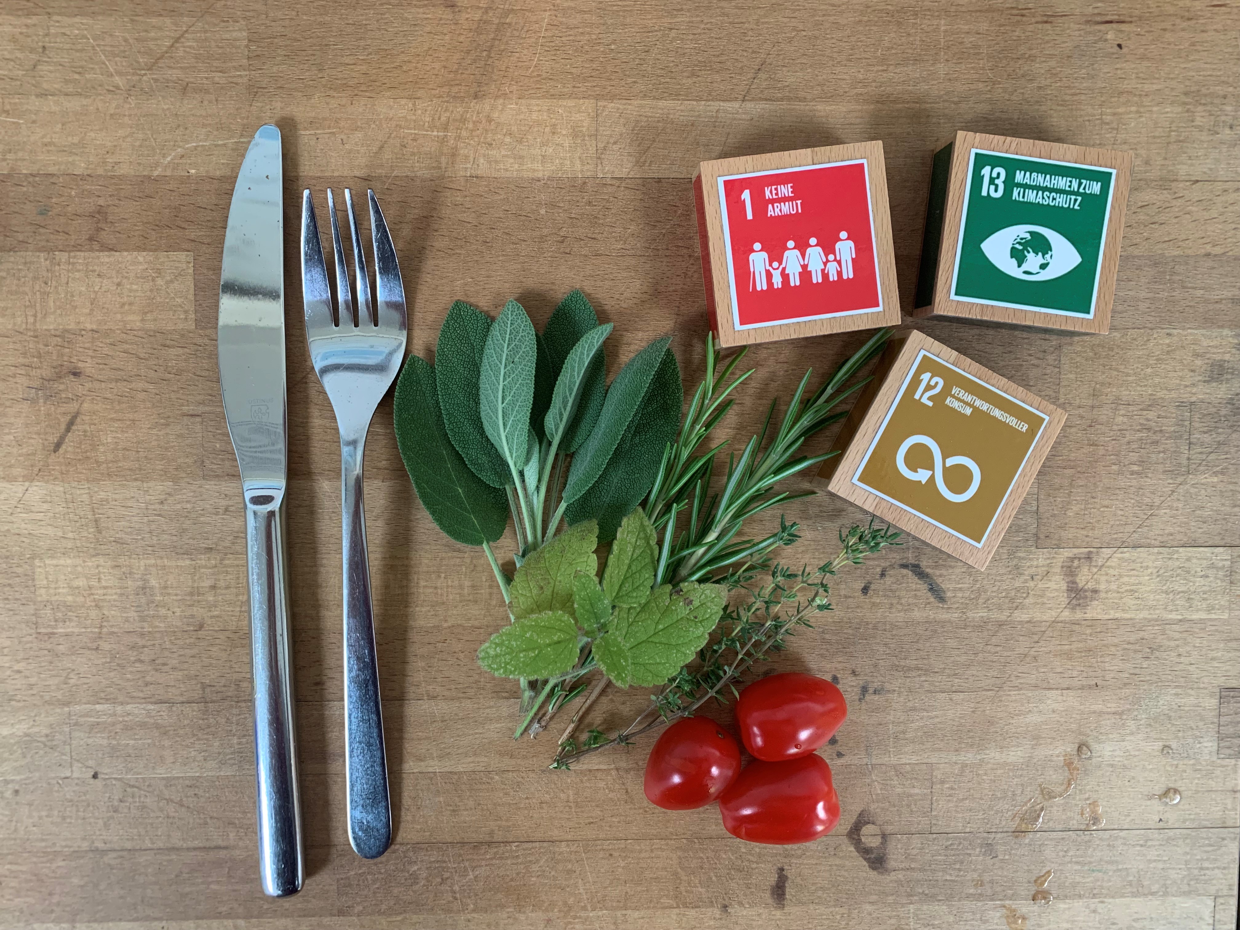 Bestecke Kräuter und SDG Würfel