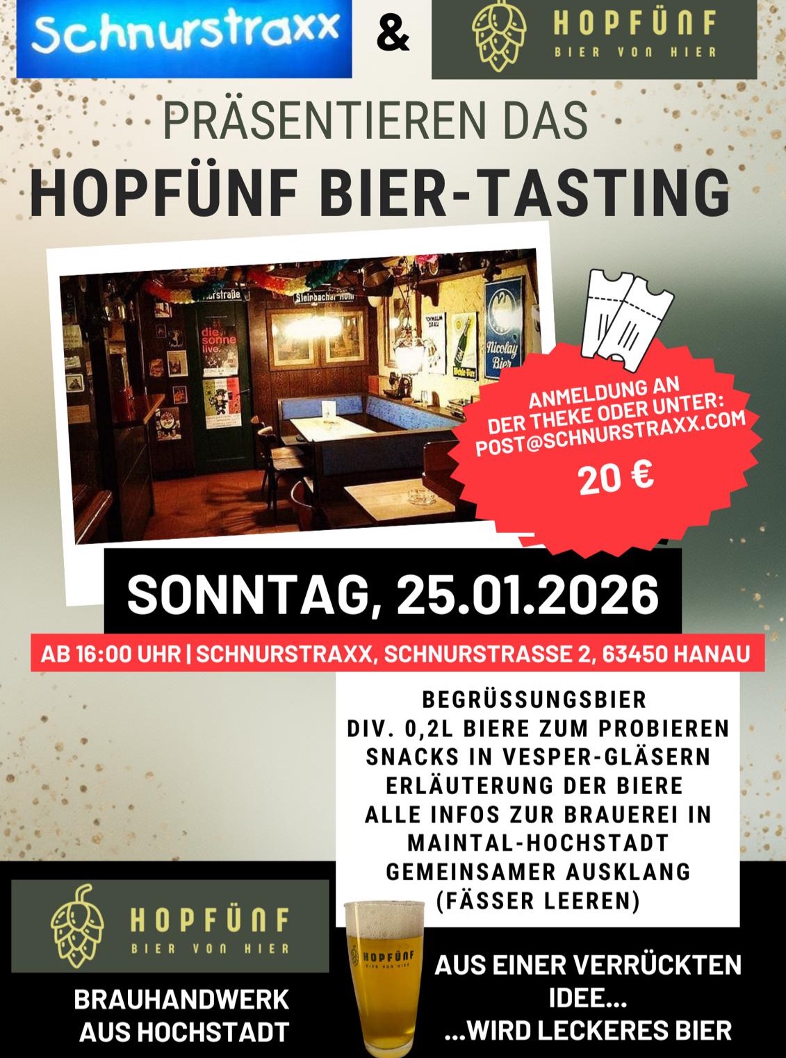 Schnurstraxx Hopfünf Bier-tasting 25.01.2026